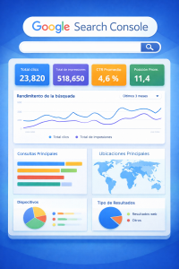 Ejemplo de métricas en Google Search Console para análisis SEO